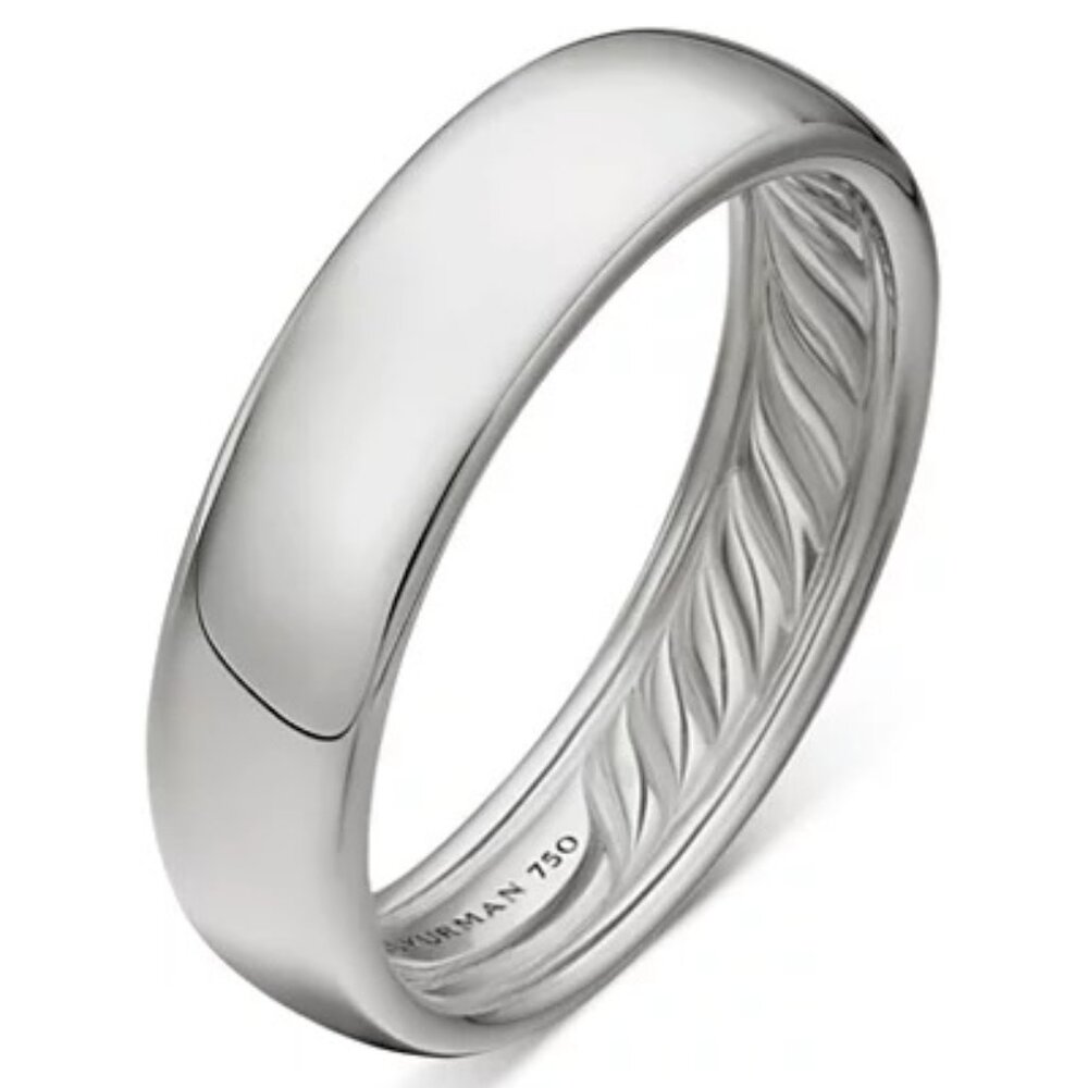 $3350 / NEW / David Yurman Men's 18K White Gold 6 mm Classic Band / Size 10.5